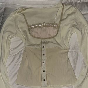 Y2K old money fitted white long sleeve